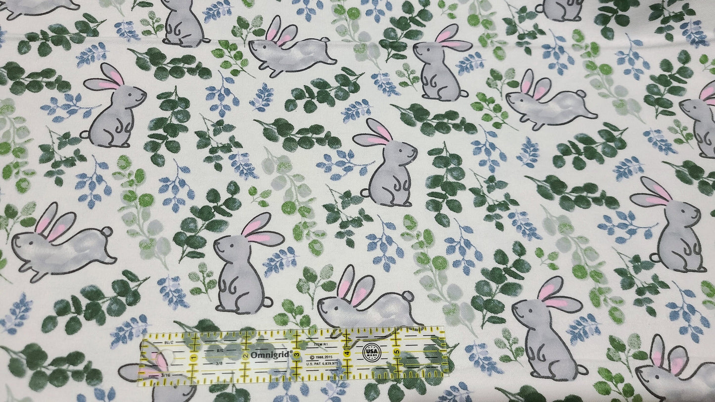 Bunny allover Easter nursery Flannel Fabric by the yard