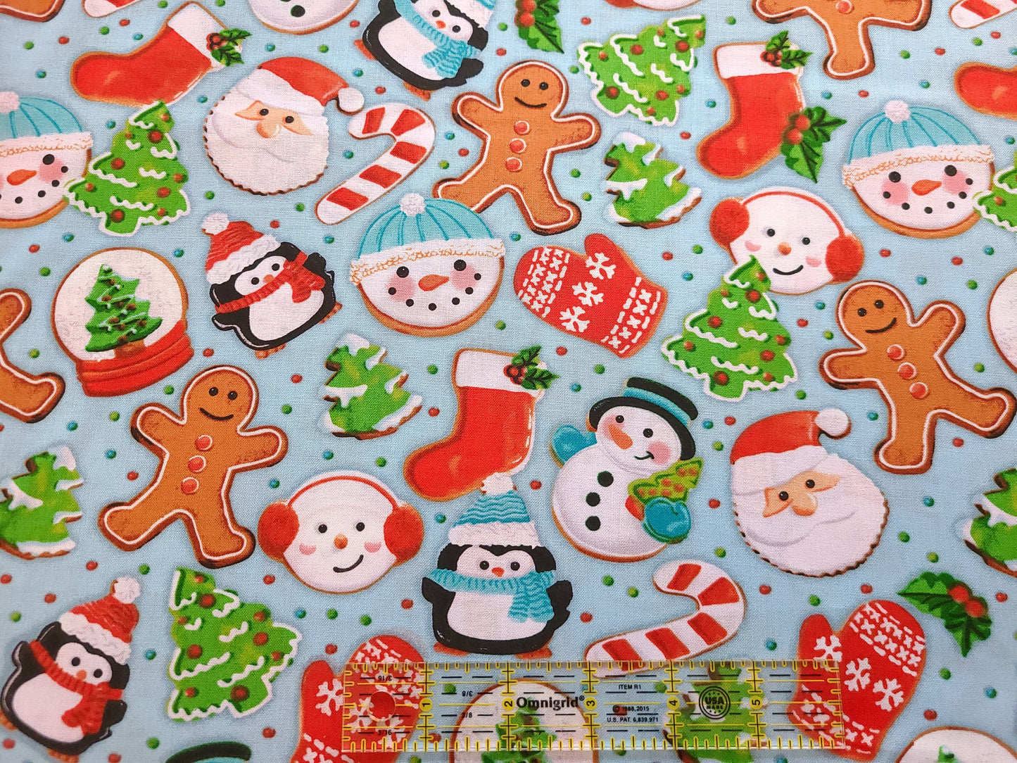 Christmas Cookies Holiday Cookies gingerbread Christmas fabric 100% Cotton sold by half yard by the yard