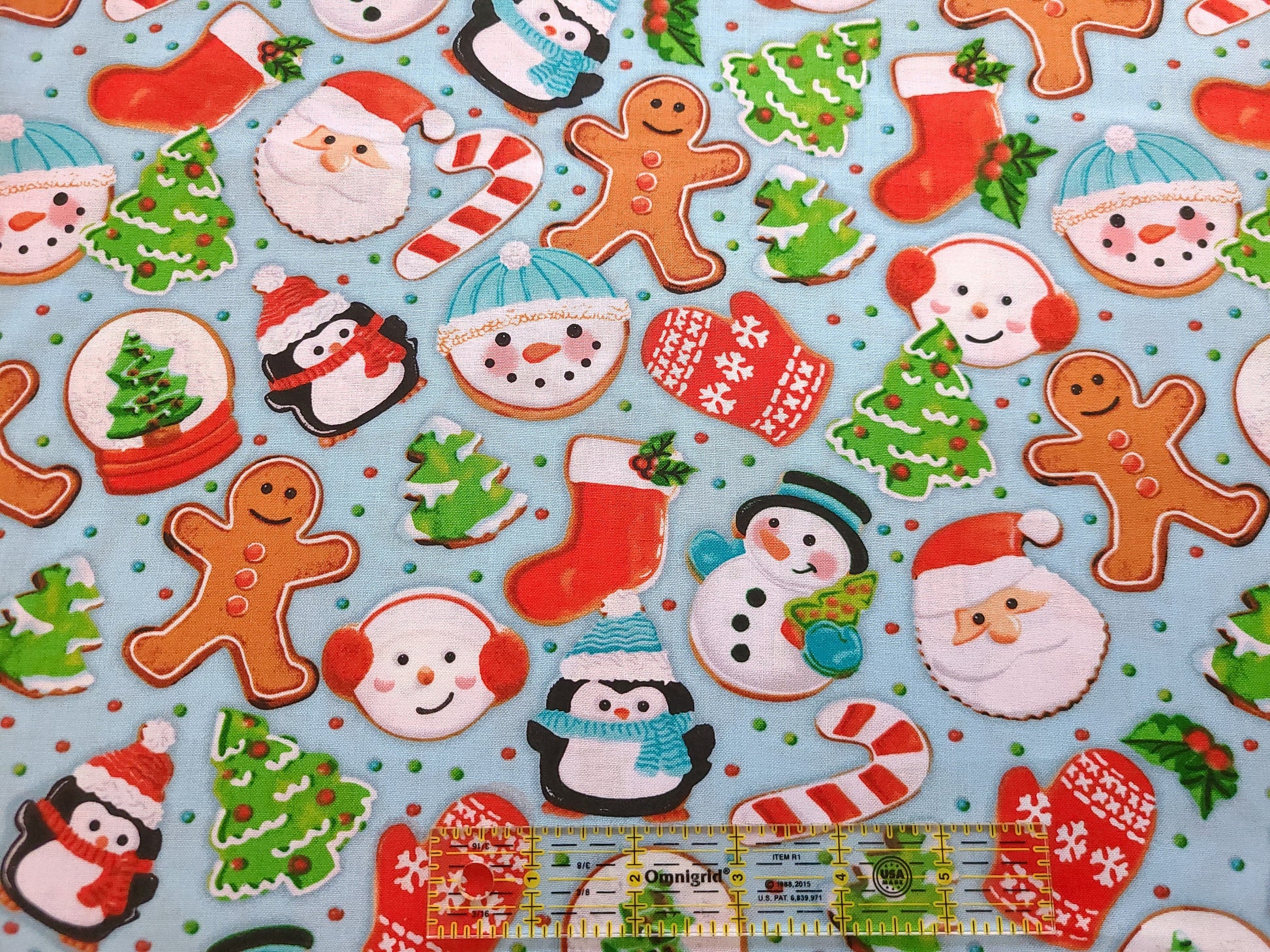 Christmas Cookies Holiday Cookies gingerbread Christmas fabric 100% Cotton sold by half yard by the yard