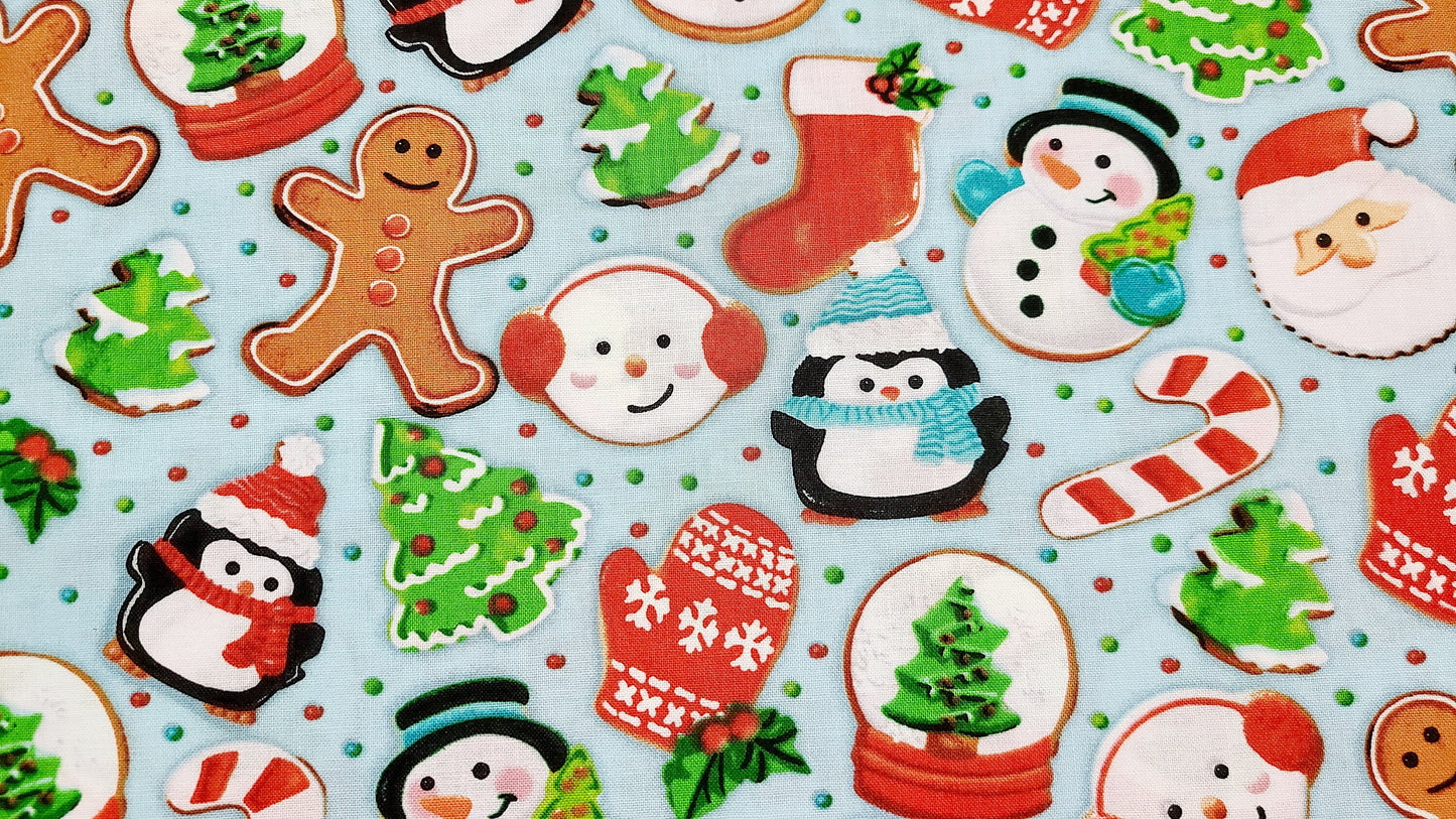 Christmas Cookies Holiday Cookies gingerbread Christmas fabric 100% Cotton sold by half yard by the yard