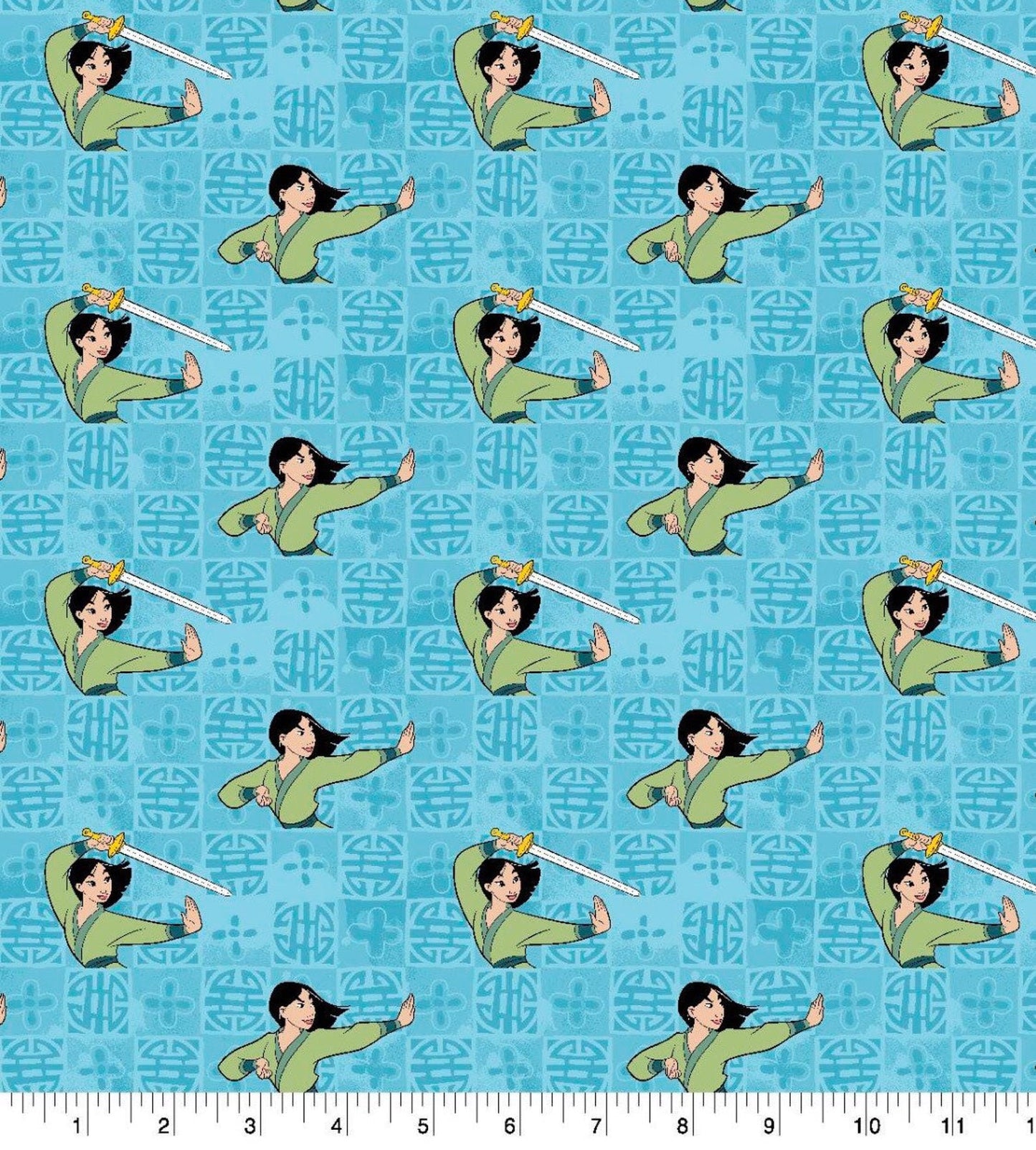 Disney Mulan clearance action Cotton Fabric  FQ, half yard