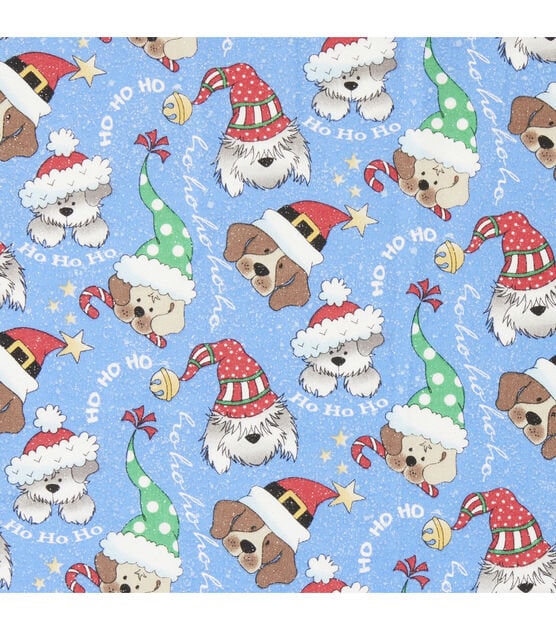 Fabric Traditions Glitter Dogs Christmas Cotton Fabric 100% Cotton Fabric sold by half yard by the yard