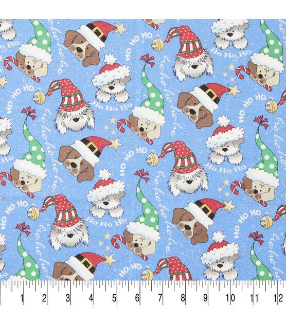 Fabric Traditions Glitter Dogs Christmas Cotton Fabric 100% Cotton Fabric sold by half yard by the yard