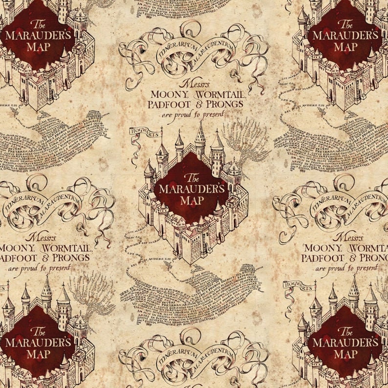 Harry Potter Marauder's Map 100% cotton fat quarter half yard one yard