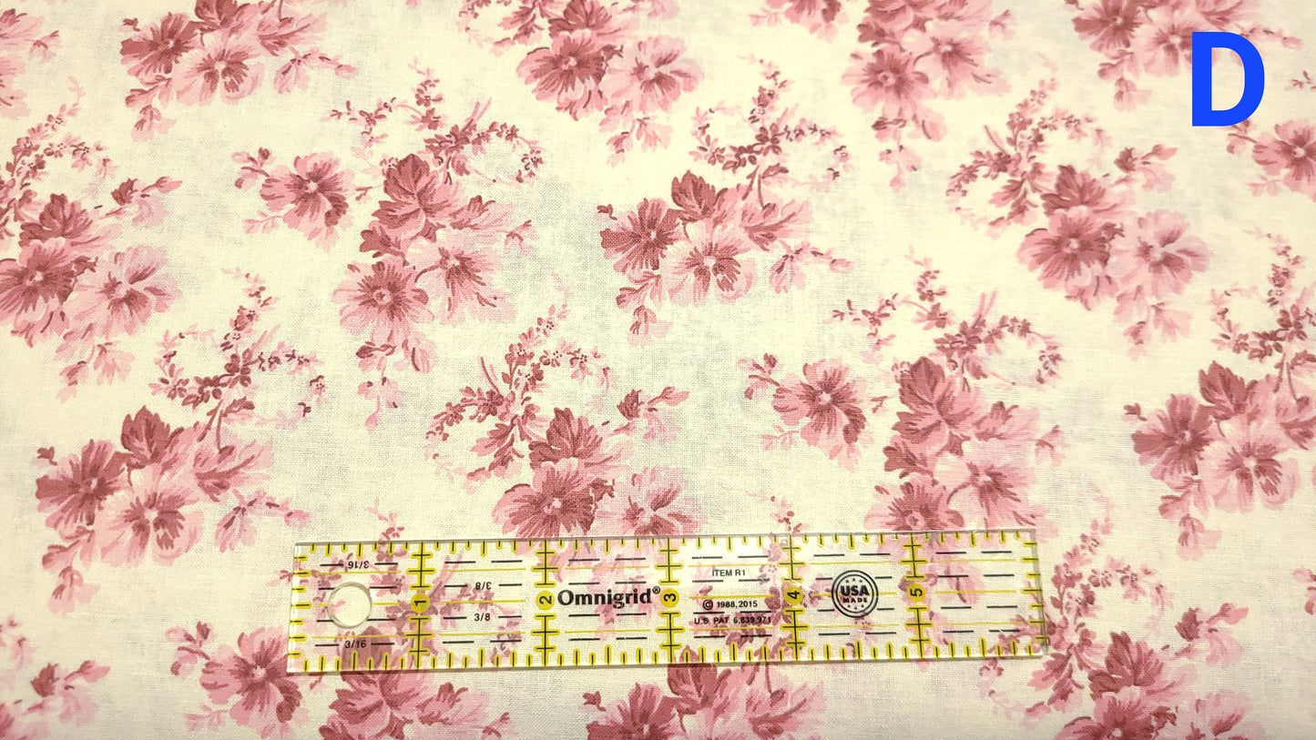 Hope chest clearance pink florals 100% Cotton fabric by the yard