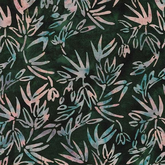 Island Batik Fabrics Tranquility Bamboo Leaves Spinach 100% cotton Batik fabric