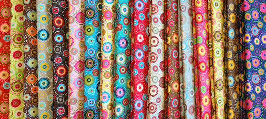 Lucky Medallion clearance 100% cotton quilter grade fat quarter, half yard, by the yard