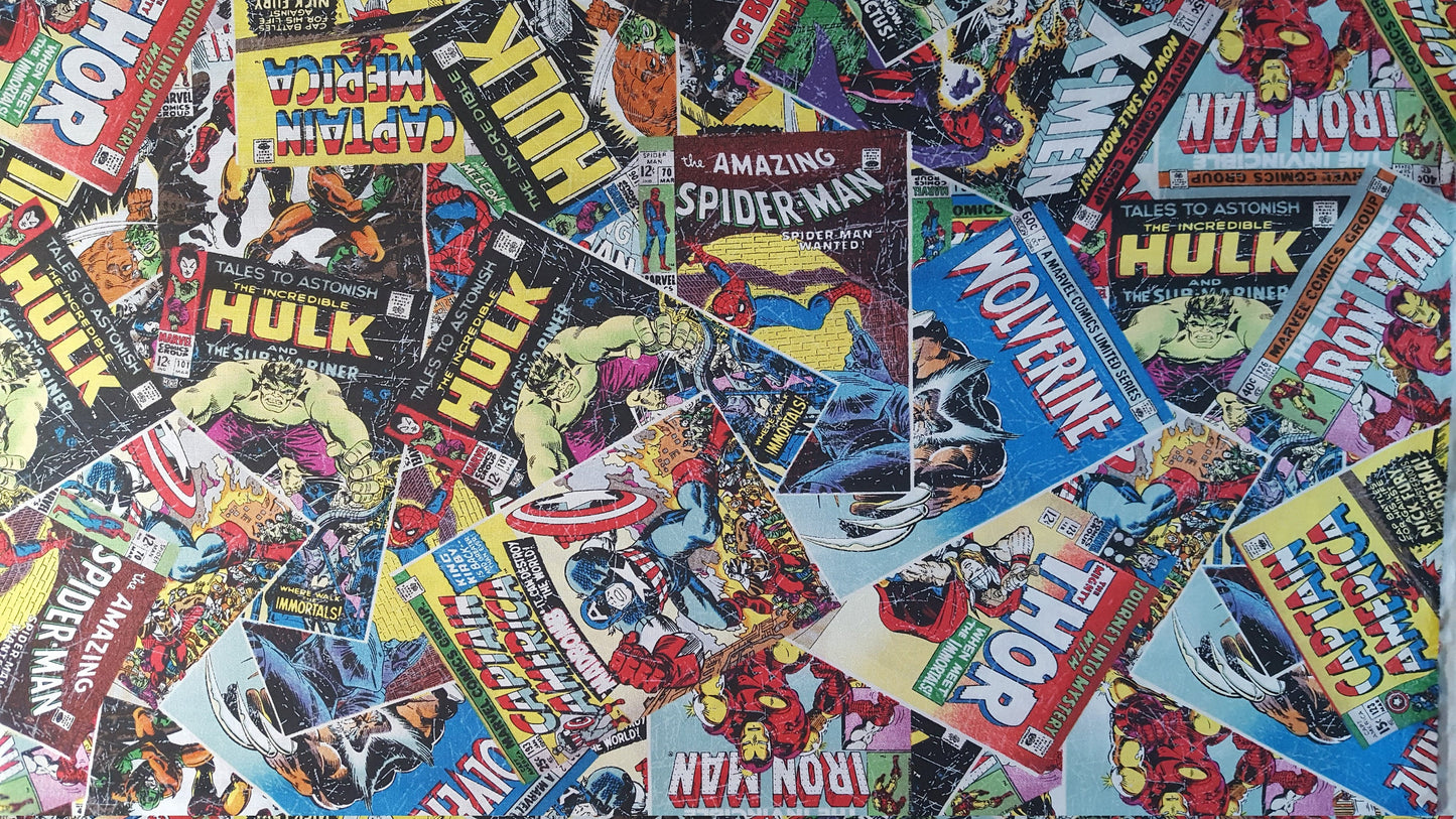 Marvel Comics clearance Cotton Fabric Retro Comic fat quarter half yard by the yard