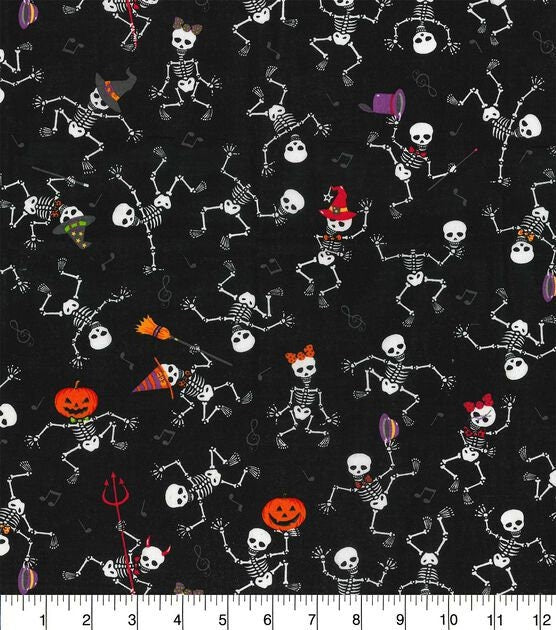 Party Skeletons Halloween Cotton Fabric by the yard