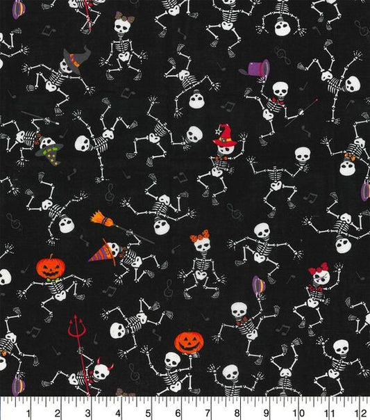 Party Skeletons Halloween Cotton Fabric by the yard