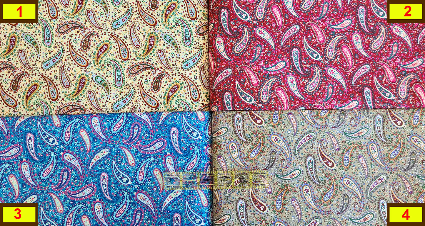 Perfect paisley clearance fabric 100% cotton fat quarter, half yard, by the yard