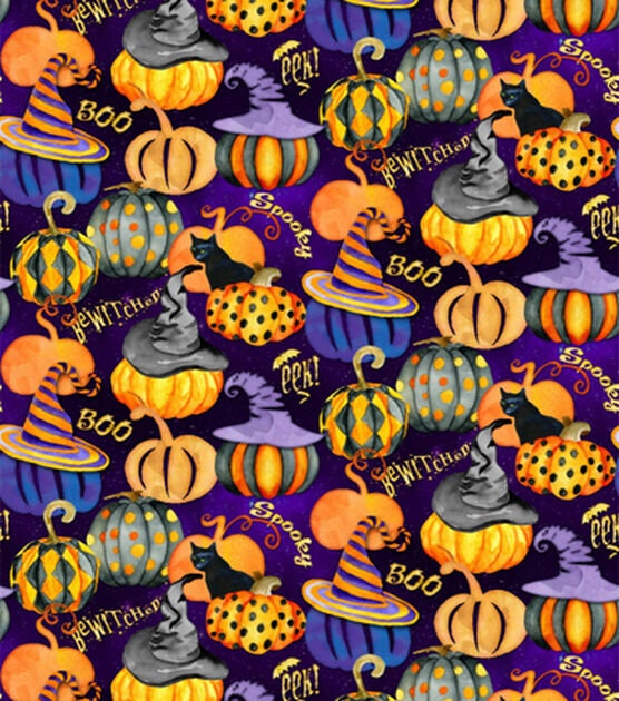 Springs Creative Witchy Pumpkins Halloween Cotton Fabric 100% cotton