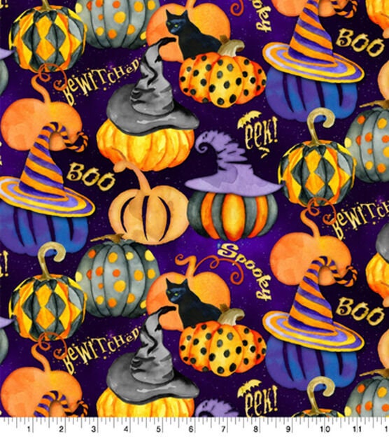 Springs Creative Witchy Pumpkins Halloween Cotton Fabric 100% cotton